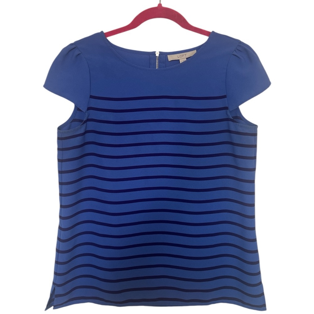 LOFT Women's Blue Striped Top